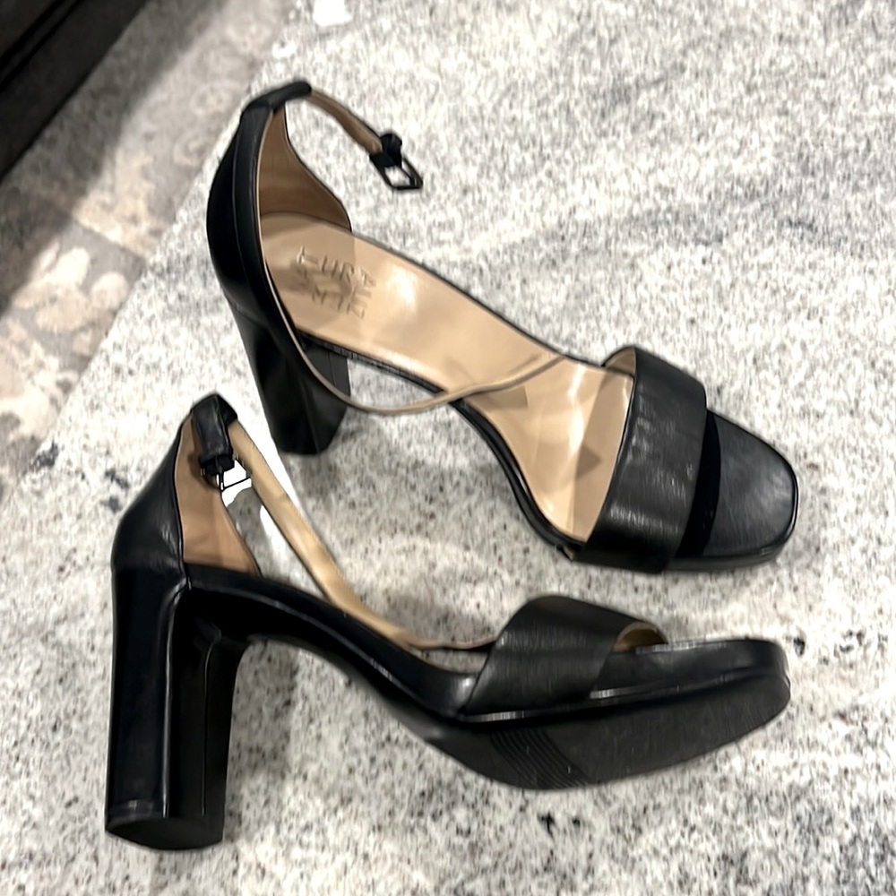 Naturalizer Womens Fields Platform Ankle Strap High Heel Sandal Black 10 Wide